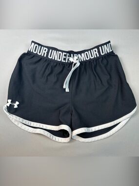 Under Armour Girls Black Athletic Shorts Size Medium Drawstring